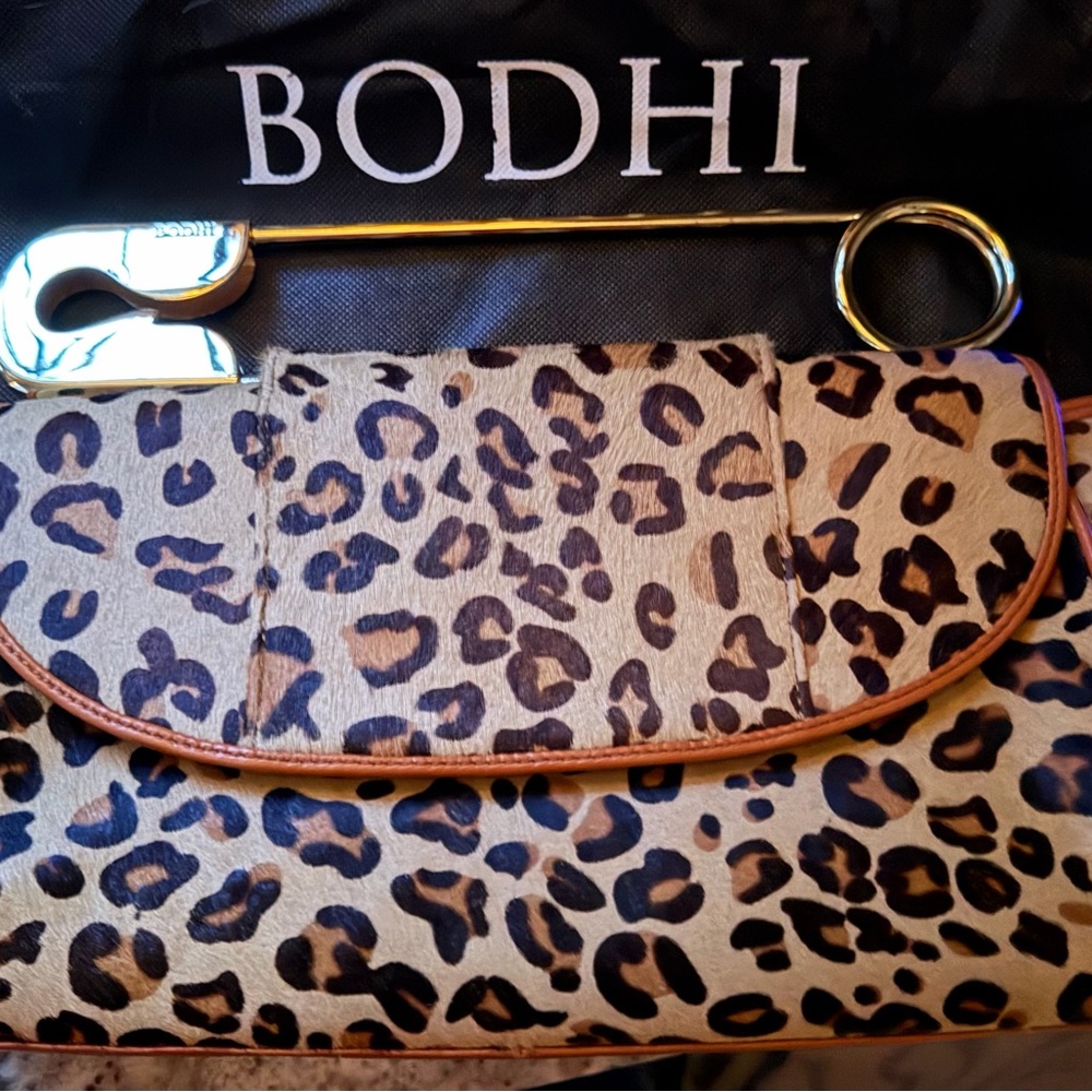 Bodhi Leopard Print Clutch with safety pin